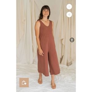 Mien Studios Sepia Organic Cotton Lakeside Wide-Leg Jumpsuit Size L